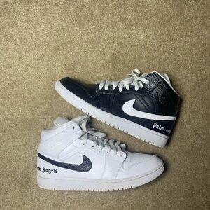 Size 9- Jordan 1 High White/Black Palm Angels Customs